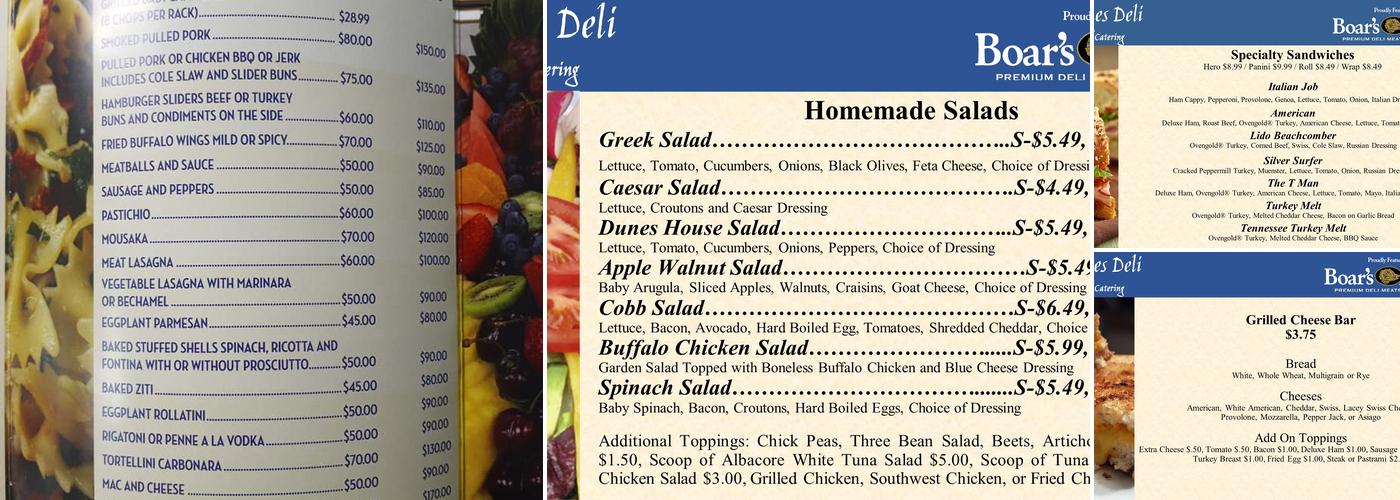 Dunes Deli and Catering Menu