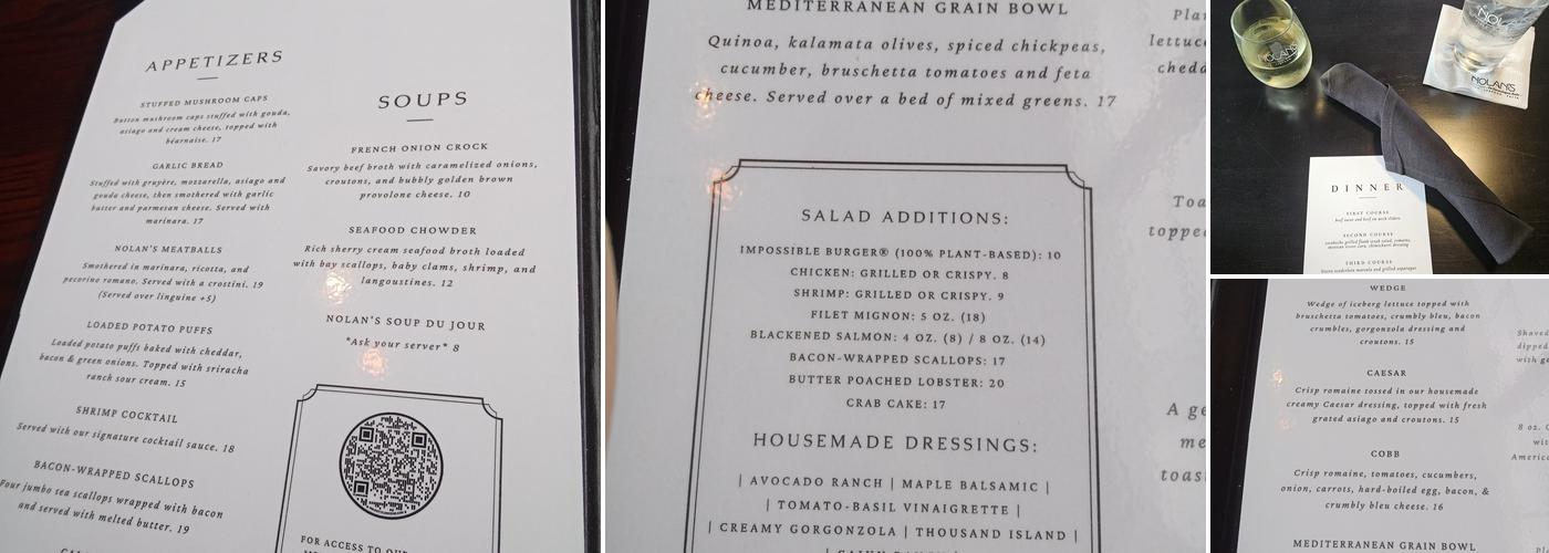 Nolan's on Canandaigua Lake Menu