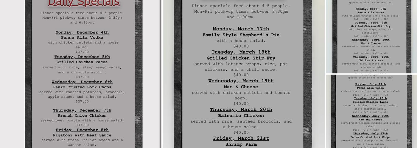 J&J Kitchen Menu