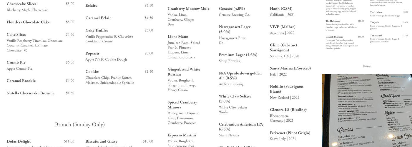 Caramel Bakery and Bar Menu