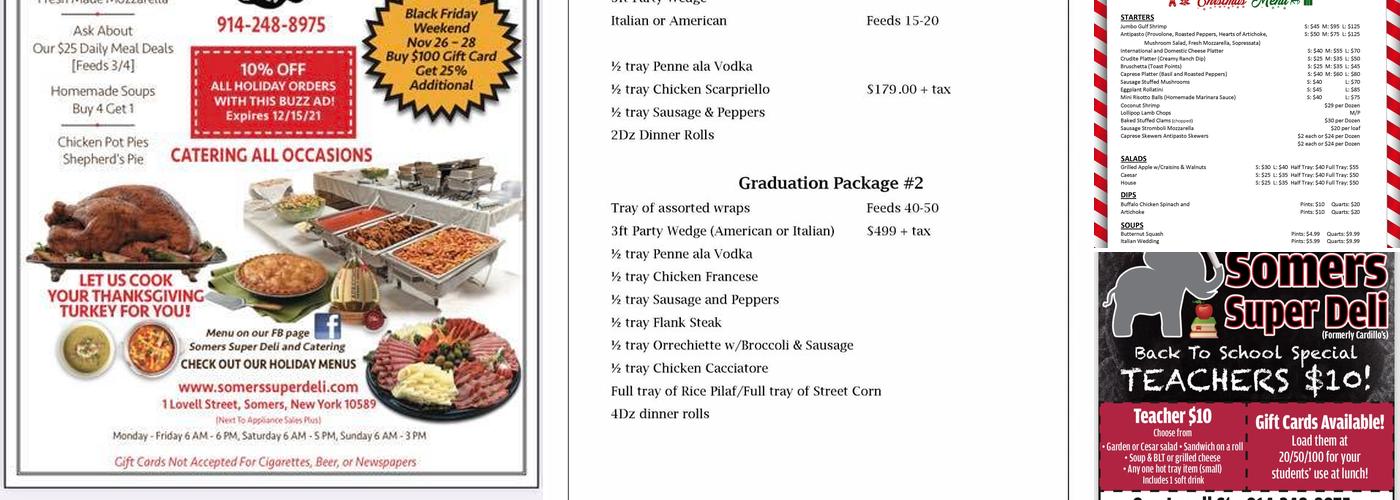 Somers Super Deli Menu
