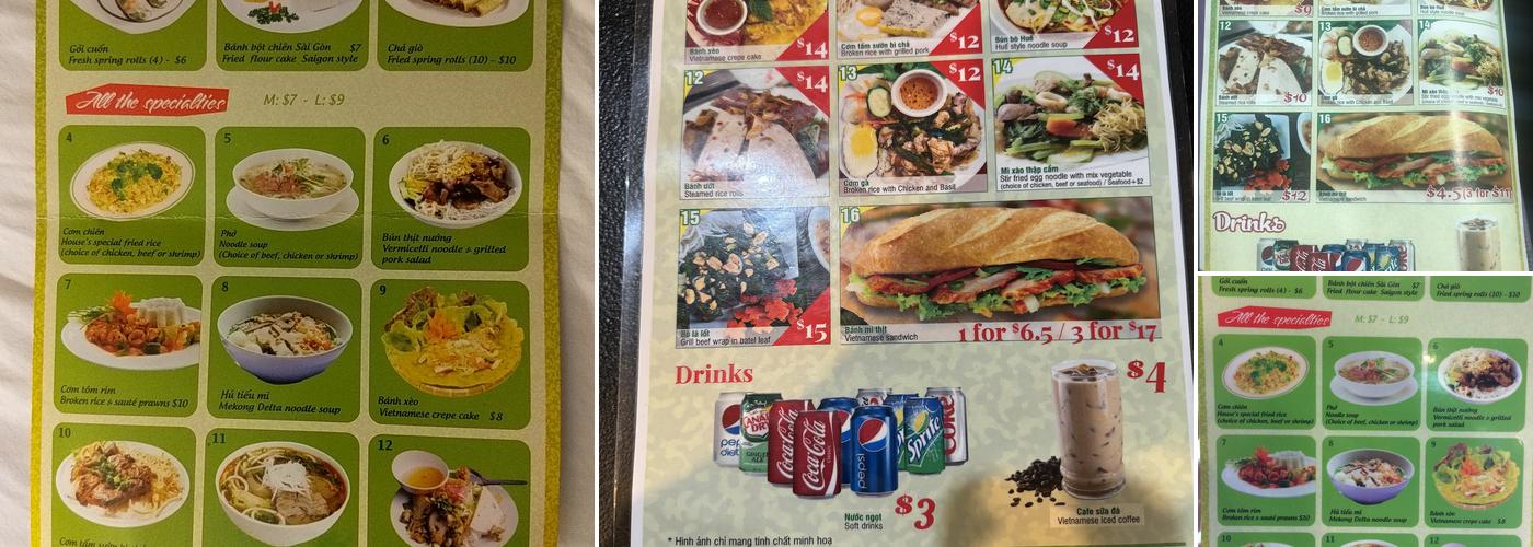 Saigon Pho Menu
