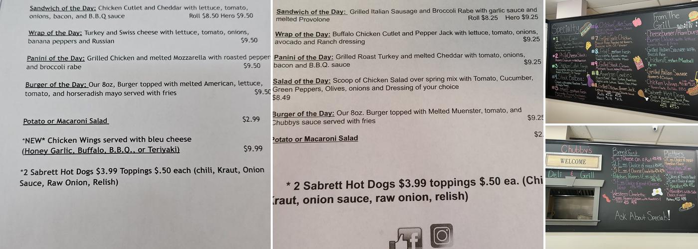 Chubby's Menu