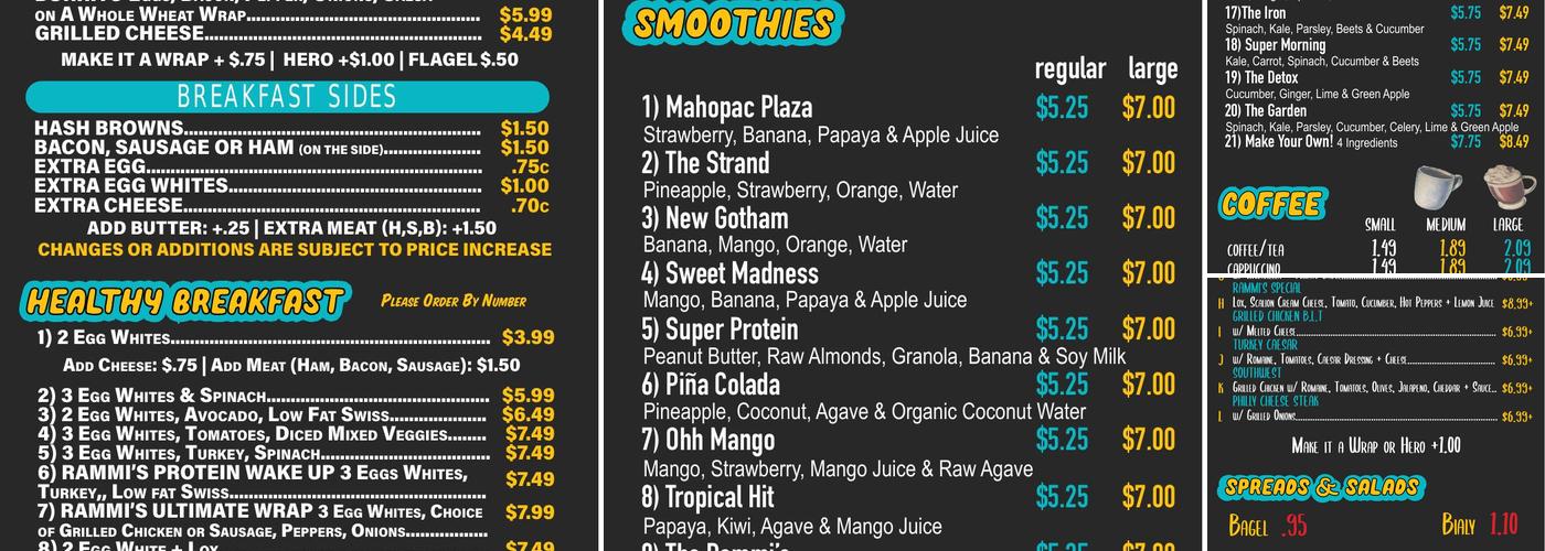 Rammi’s Bagel Menu