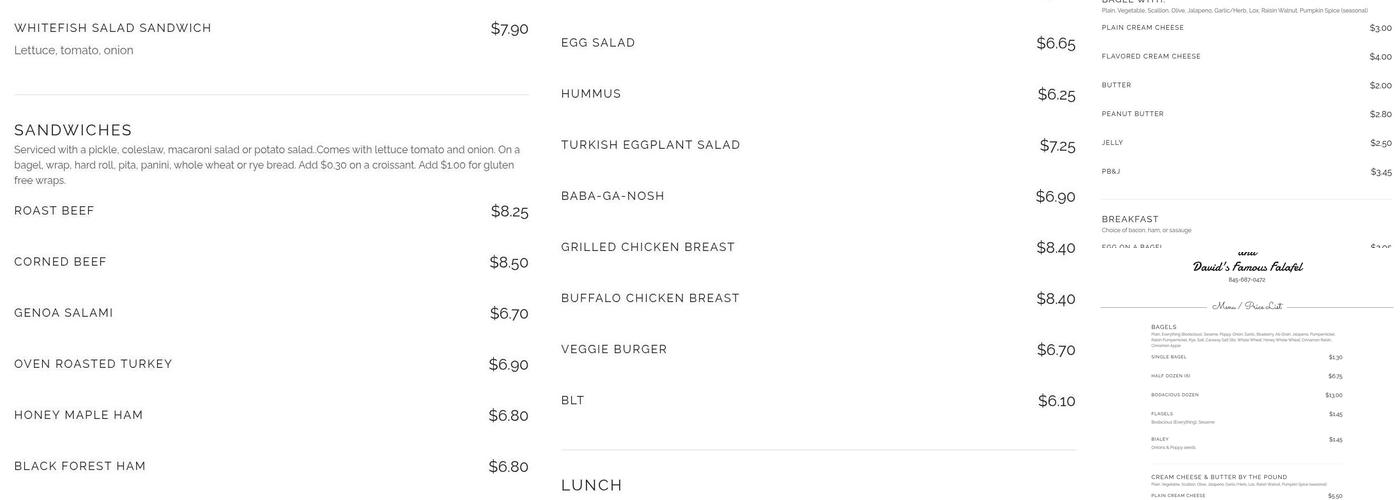 Bodacious Bagels Menu