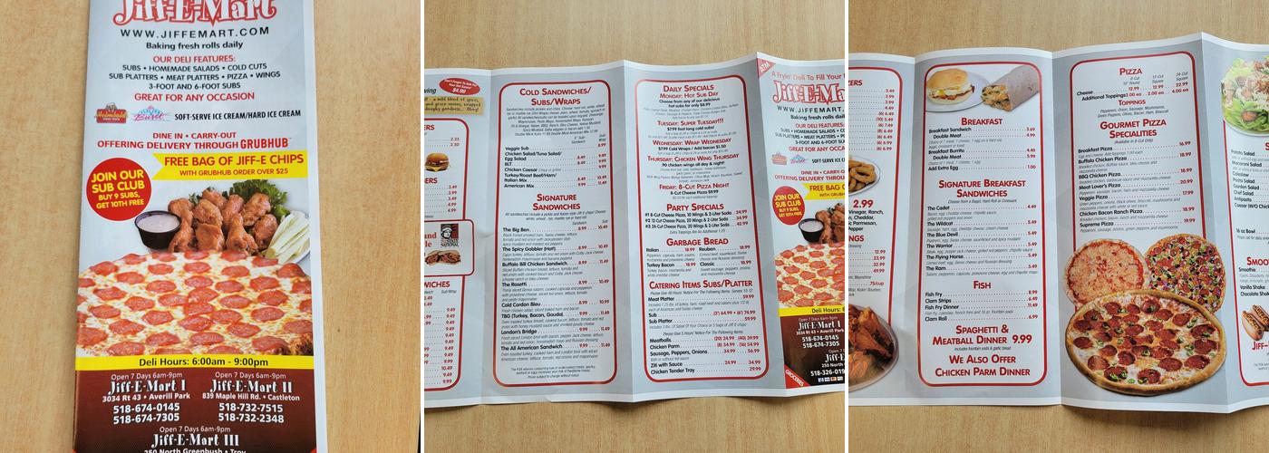 Jiff-E-Mart III Menu