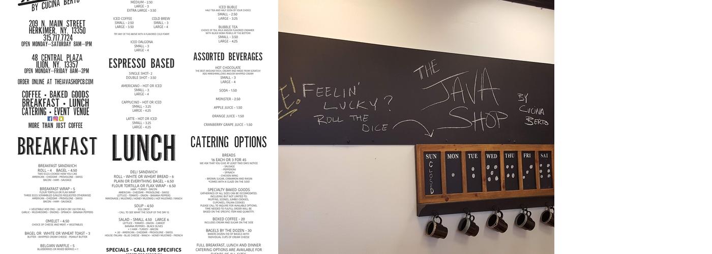 The Java Shop by Cucina Berto Menu