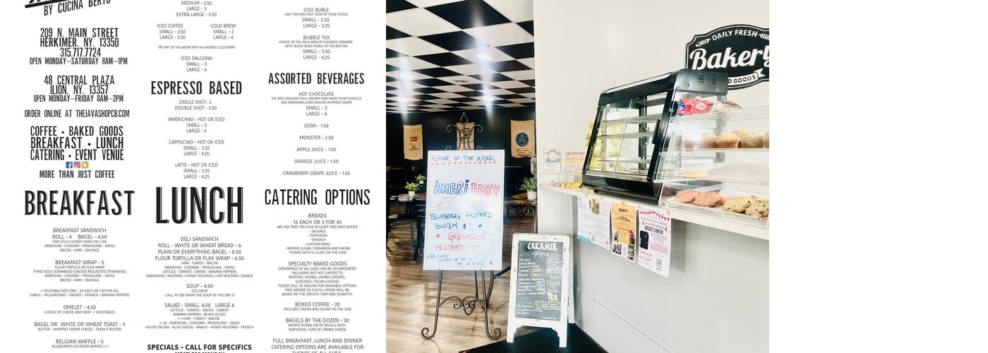 The Java Shop by Cucina Berto Menu