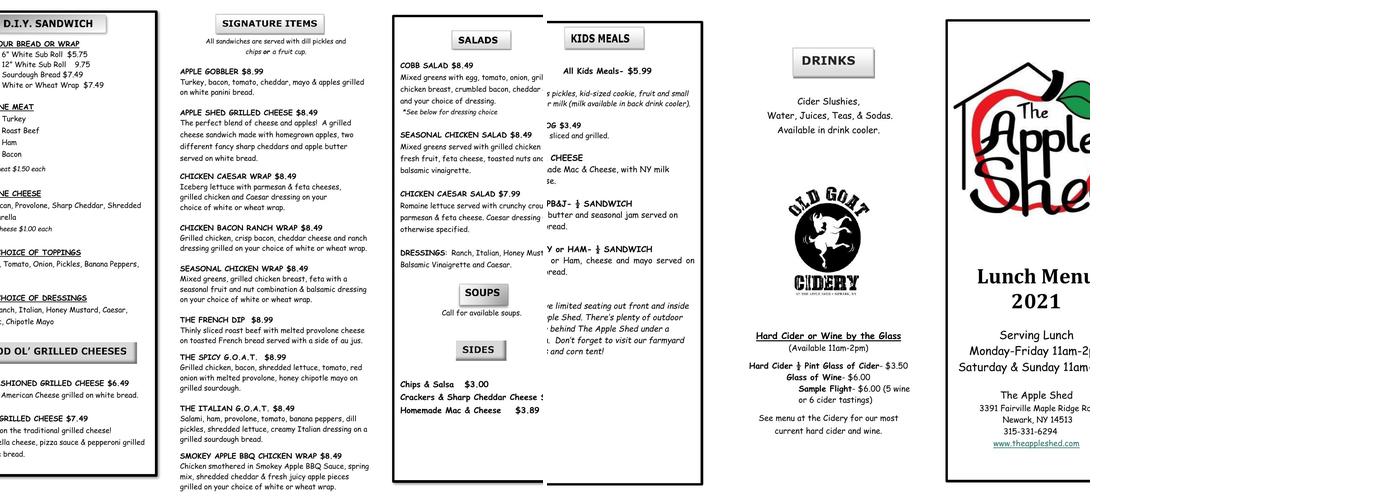 The Apple Shed Menu