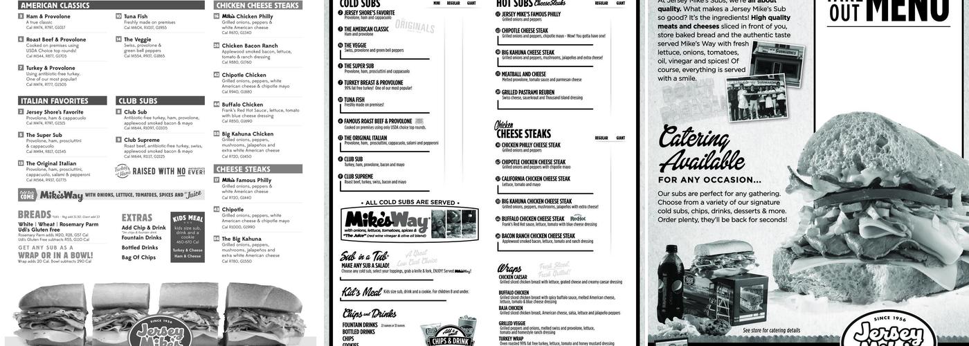 Jersey Mike's Subs Menu