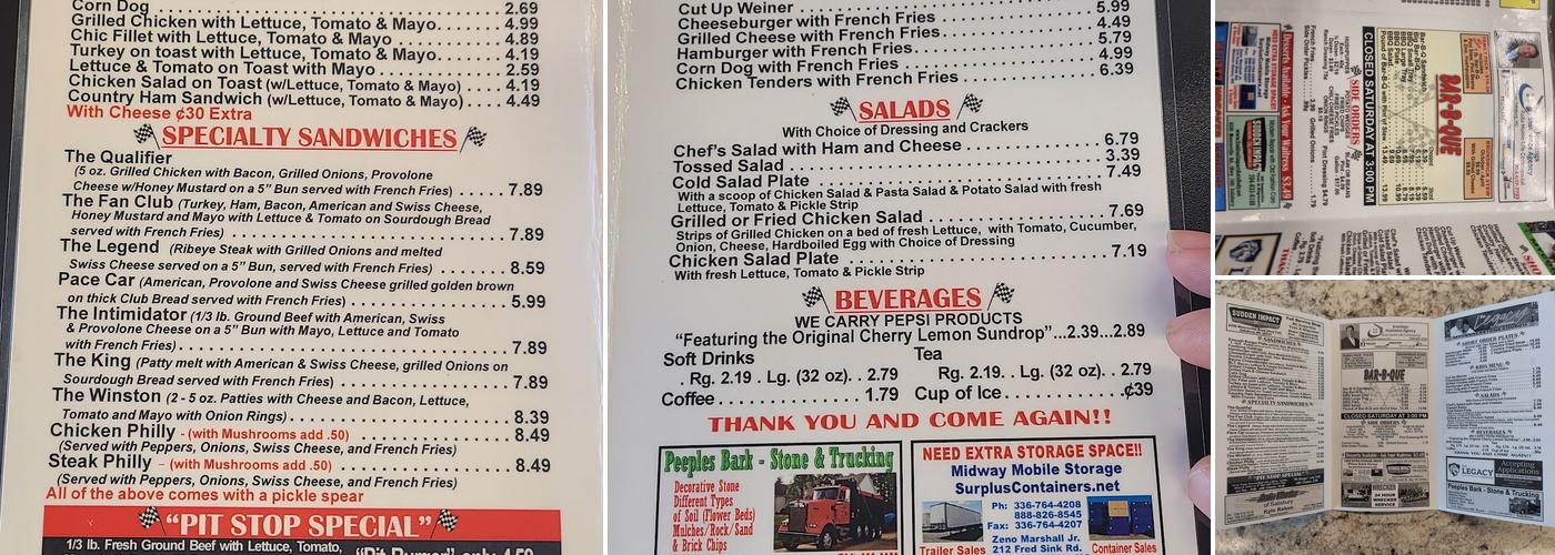 Checkered Flag Barbecue Menu