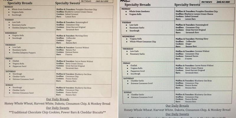 Great Harvest Bread Co. Menu