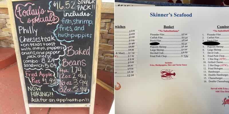 Skinner's Seafood To Go Menu