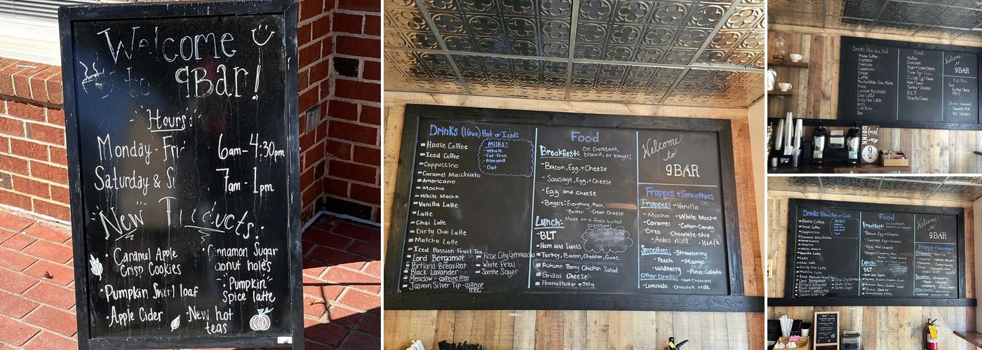 9BAR Coffeehouse Menu
