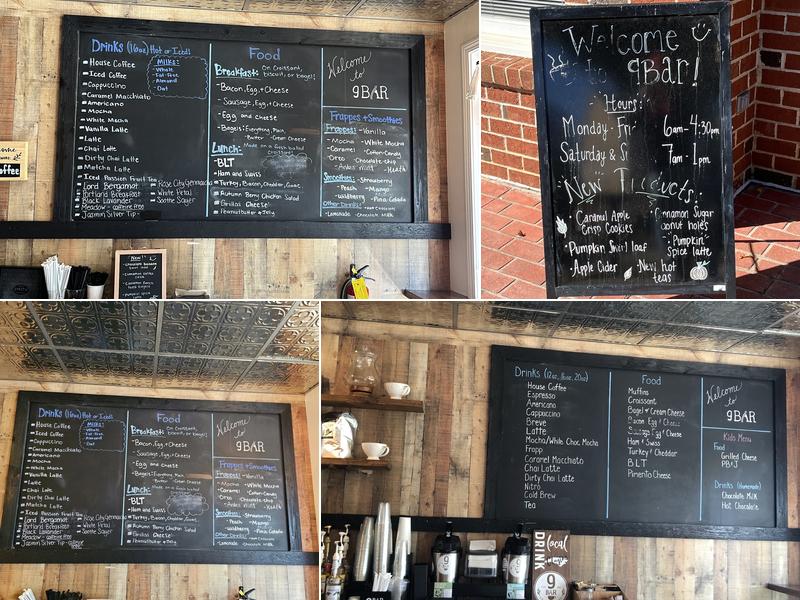 9BAR Coffeehouse Menu