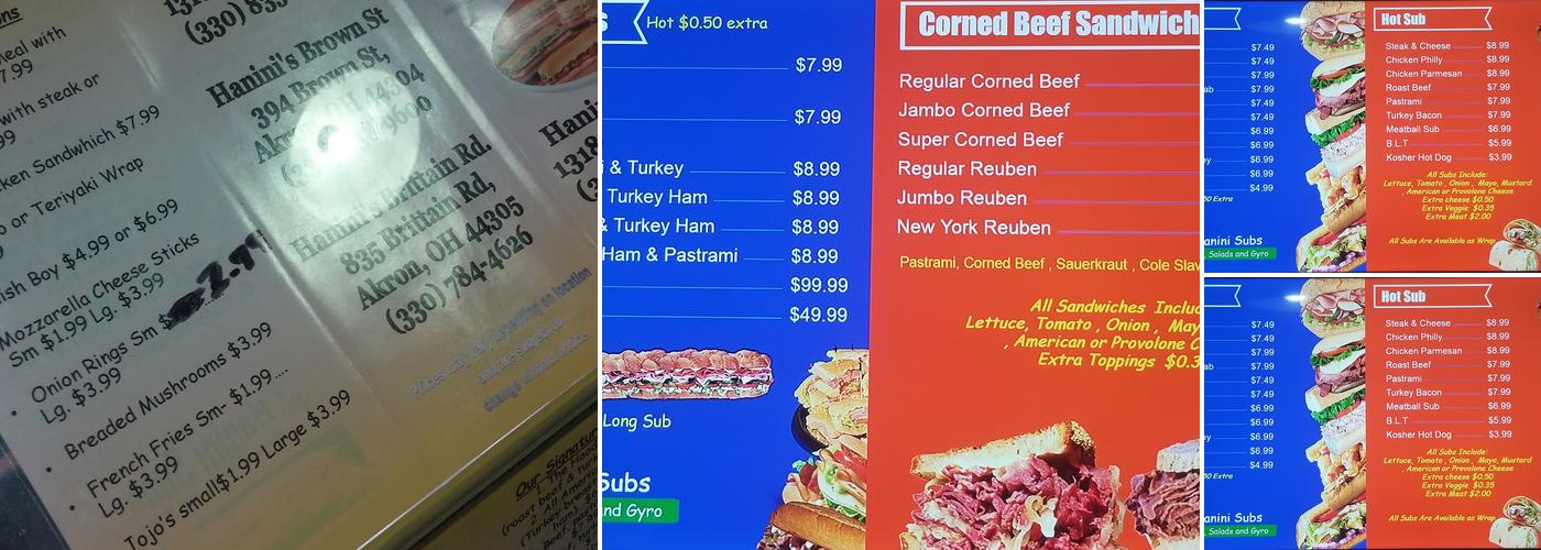 Hanini Subs Menu