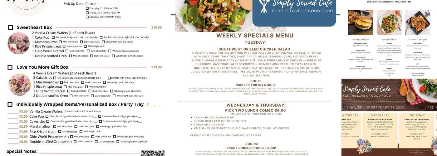 Simply Served Cafe Menu
