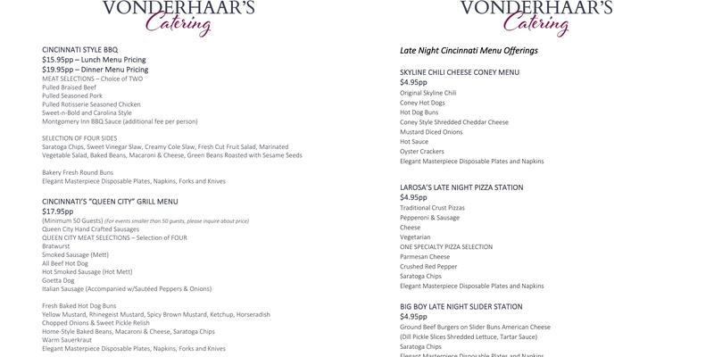 Vonderhaar’s Catering, Inc. - A DelightMore Company Menu