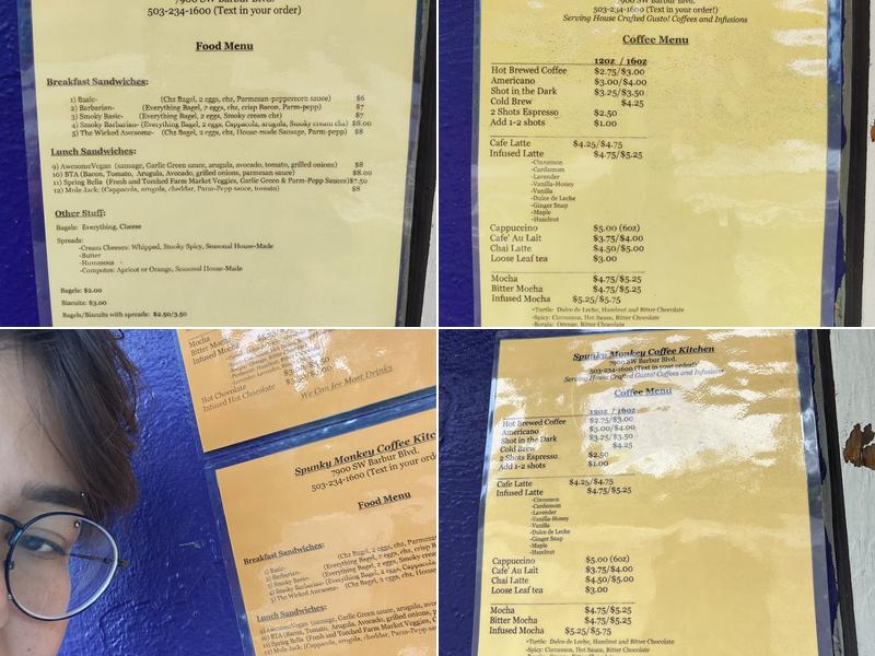 Spunky Monkey Coffee Kitchen Menu