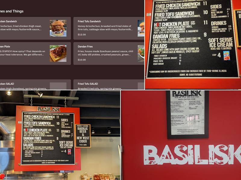 Basilisk Menu
