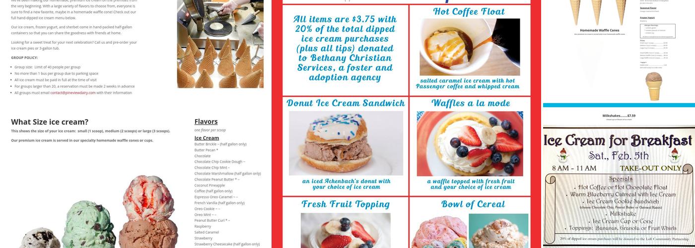 Pine View Dairy Menu