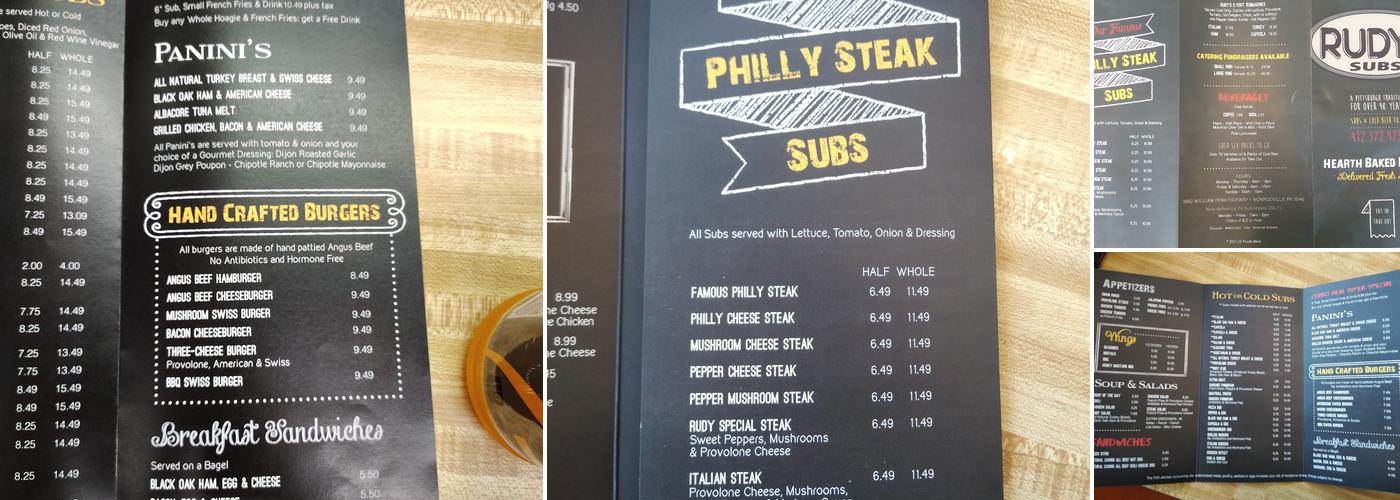 Rudy's Subs Menu