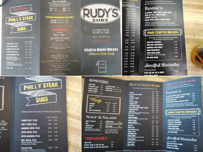 Rudy's Subs Menu