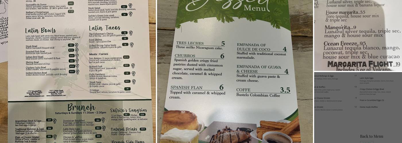 Sofrito Restaurant Menu