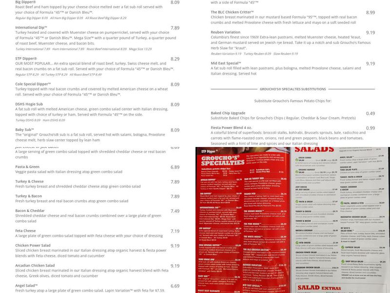 Groucho's Deli Menu