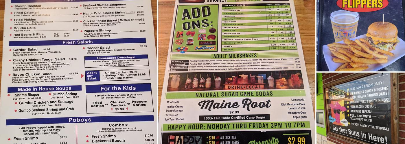 Flippers Coastal Seafood Menu