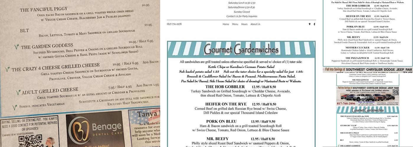 The Garden of Eating Bistro Menu