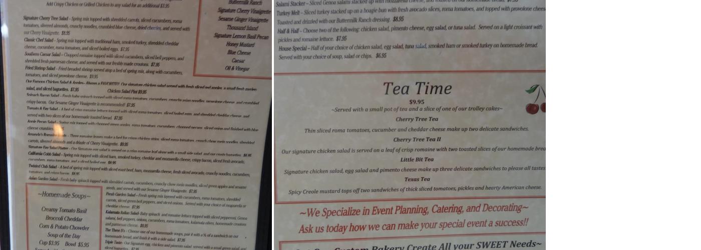 Cherry Tree Tea Room Menu