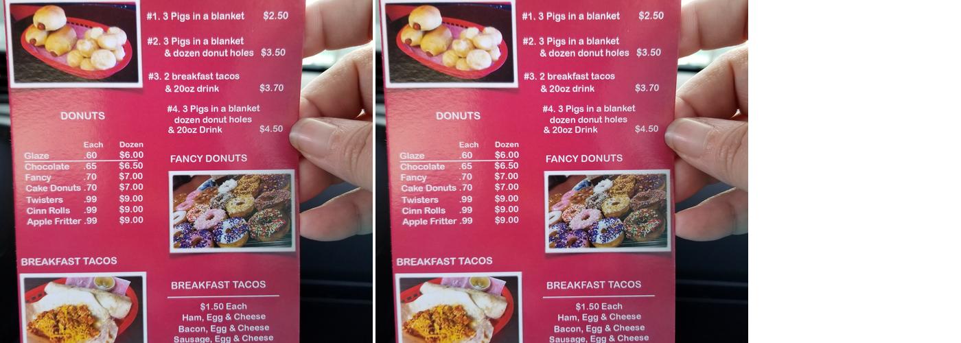 Dana's Donuts Menu