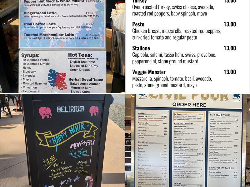 Civil Pour Coffee + Beer Menu