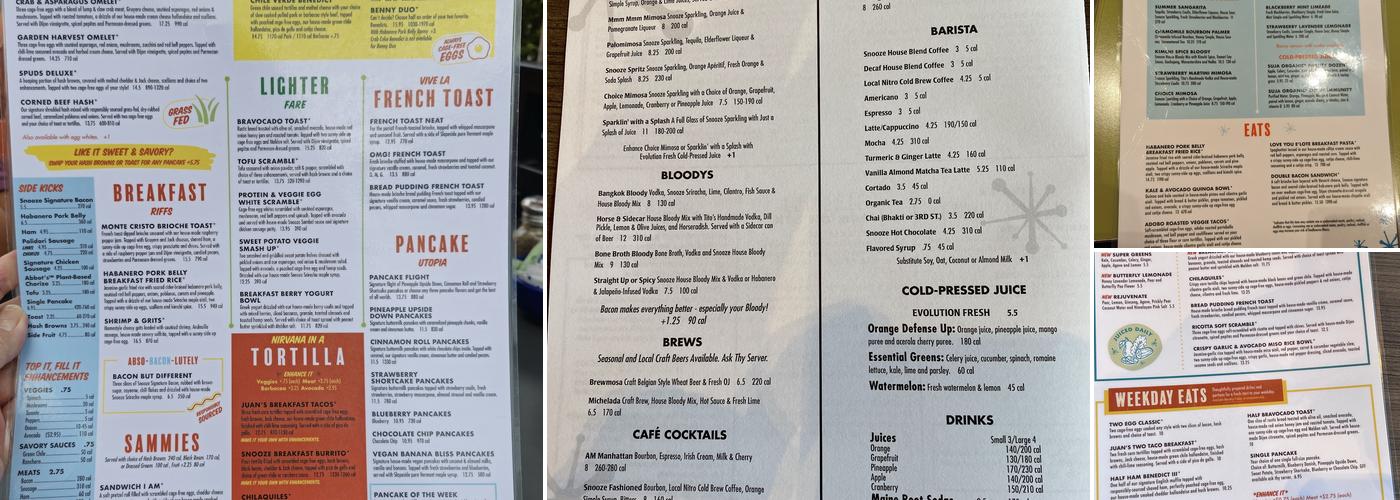 Snooze, an A.M. Eatery Menu