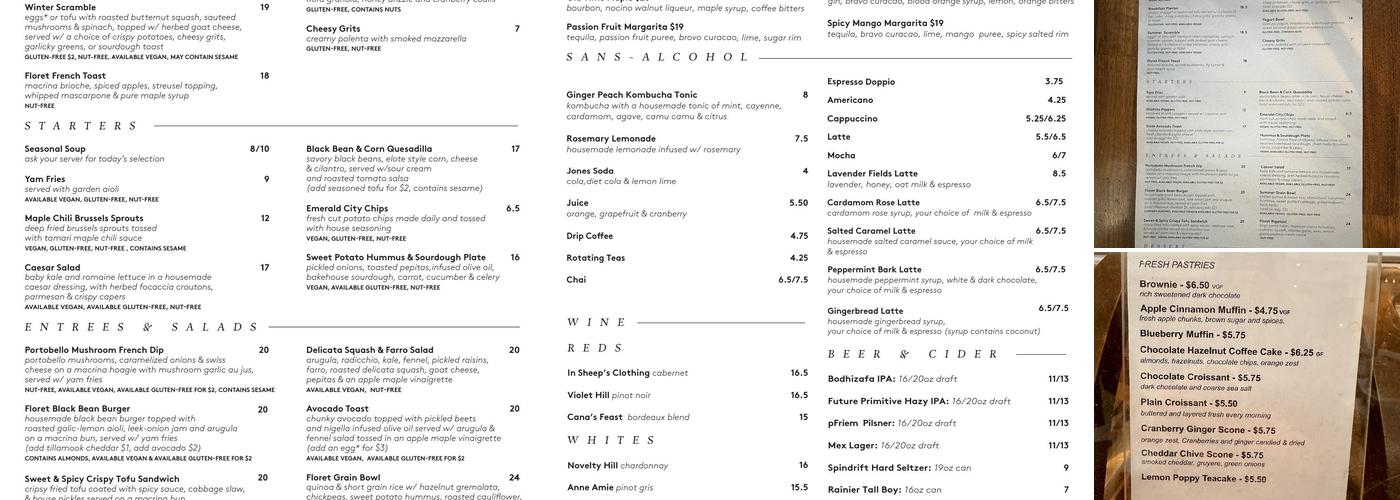 Floret - By Cafe Flora Menu