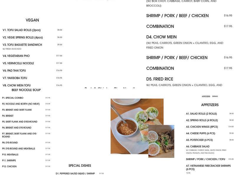 BG Phở Menu