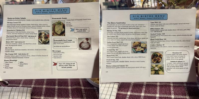 319 Bistro Menu