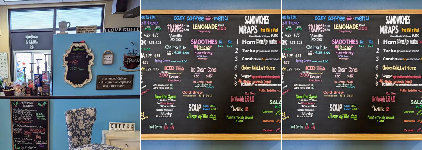 Cozy Coffee Menu