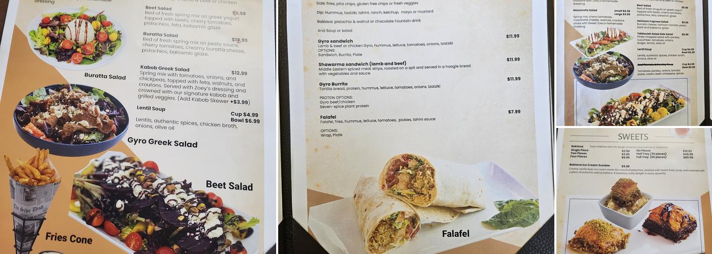 Sweet Zoey Mediterranean Restaurant Menu