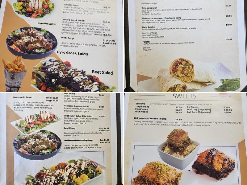 Sweet Zoey Mediterranean Restaurant Menu