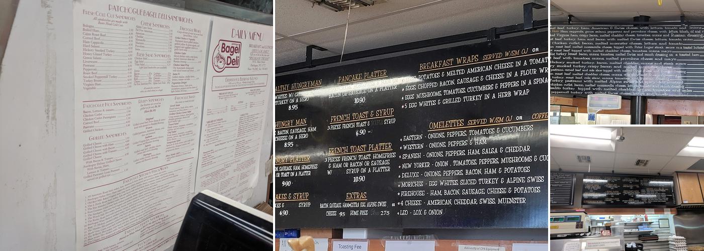 Patchogue Bagel Deli Menu