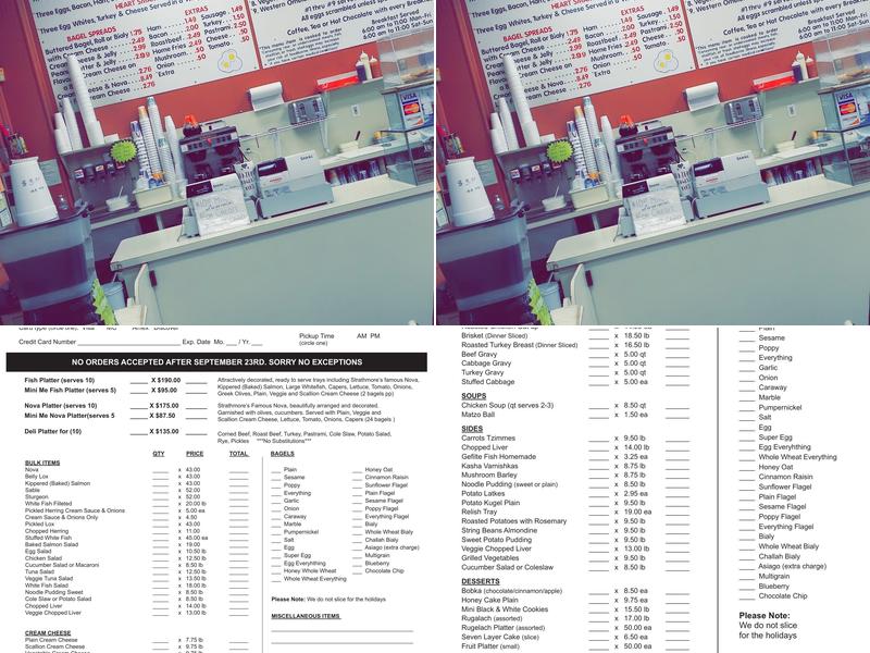 Strathmore Bagels Menu