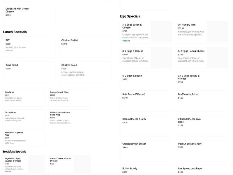 Bagel Lovers Medford Menu