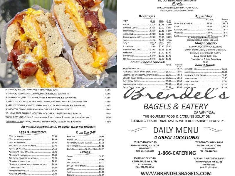 Brendel's Bagels-Catering Long Island Menu