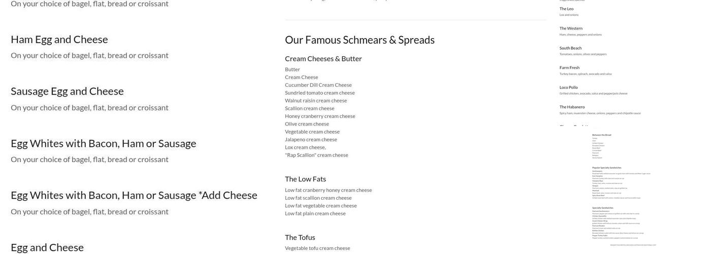 Goldberg's Famous Bagels Menu