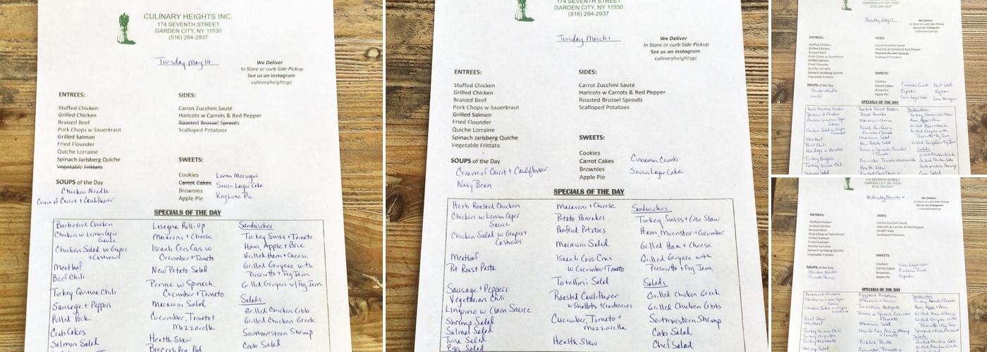 Culinary Heights Inc Menu