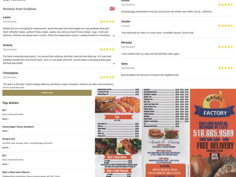 Bagel Factory Menu