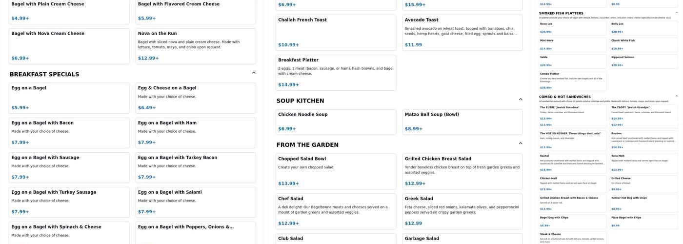 Bageltowne Deli Menu