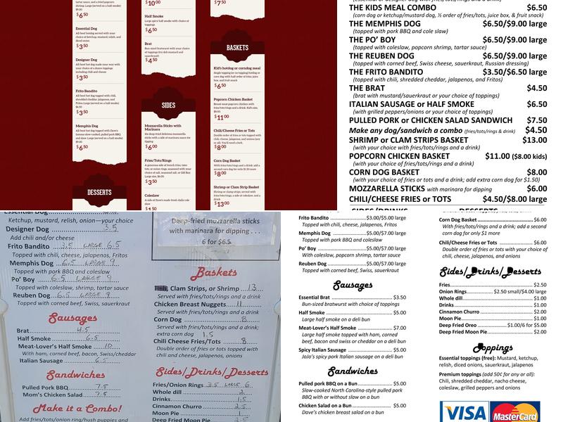 Dave's Dogs Menu